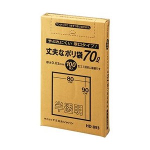 （まとめ）ケミカルジャパン 丈夫なポリ袋 厚口タイプ 半透明 70L HD-893 1パック（100枚）〔×10セット〕