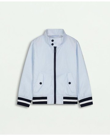 Brooks Brothers Kids Striped Bomber Jacket | Light Blue | Size 12