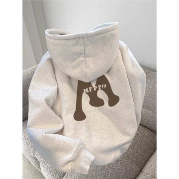 美式oversize潮牌連帽衛衣女秋冬爆款小個子加絨加厚慵懶純棉外套