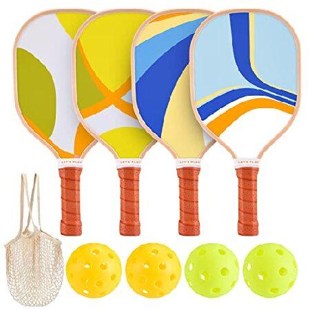 CrispPlay Pickleball Paddles Set of 4, Premium Wood Pickleball Set