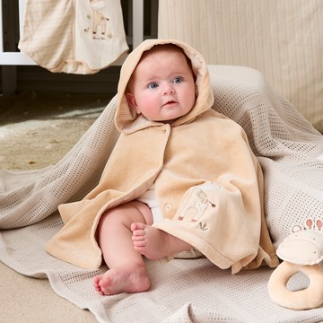 奇哥 - 有機棉長頸鹿雙面穿披風/2件組禮盒 2-3歲(披風+手搖鈴 嬰兒禮盒 彌月禮盒 新生兒禮盒)