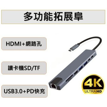 【現貨】4K畫質HDMI轉接 Type C轉接器 USB Hub 網路 讀卡機 Mac筆電 PD快充 支援SWITCH