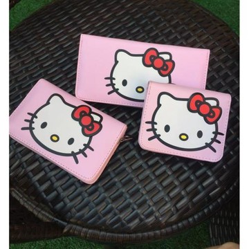 Hello kitty貓卡通錢包 韓版女生可愛動漫兩折長短款拉鏈學生錢夾