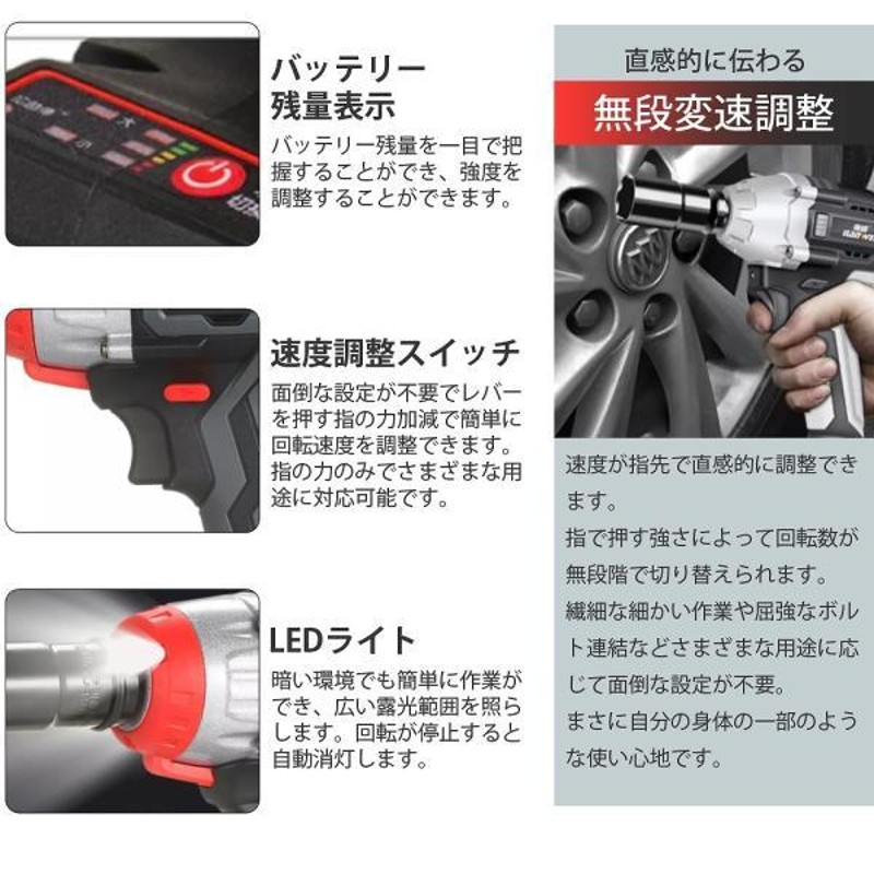 電動 インパクトレンチ トルクレンチ ブラシレス充電式レンチ 20V 4.0