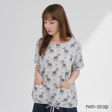 non-stop 斑馬印花綁帶上衣-2色
