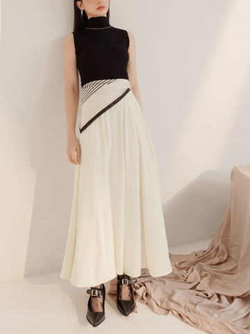 不易皺垂墜傘襬及踝長裙