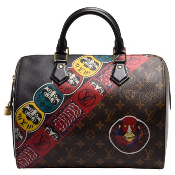 LV M43505 經典Speedy 30 Monogram帆布配彩色EPI皮革手提包