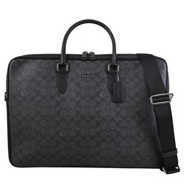 COACH 滿版印花LOGO兩用公事包(黑灰)