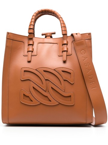 Casadei - logo-patch tote bag - women - Calf Leather - One Size - Brown