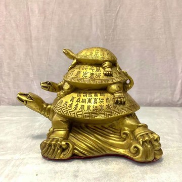 純銅母子龜烏龜擺件銅長壽龜增福添壽家居桌面裝飾品送人祝壽禮品
