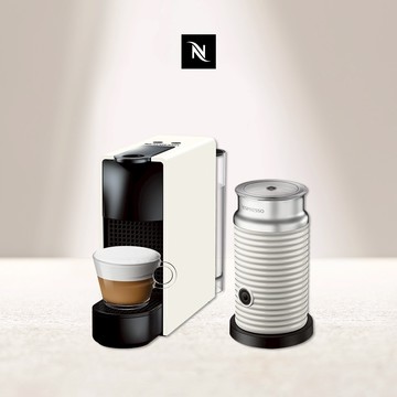 【Nespresso】膠囊咖啡機 Essenza Mini 純潔白 Aeroccino3 白色奶泡機組合 (贈咖啡組+膠囊折扣金)