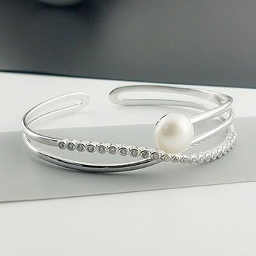 現貨+預購 珍珠手環925純銀手鍊-9-9.5mm鋯石鑲嵌生日情人節禮物女飾品73qn31【獨家進口】【米蘭精品】