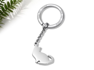 日常的小貓咪 - 回頭的貓 -不鏽鋼吊飾鑰匙圈系列