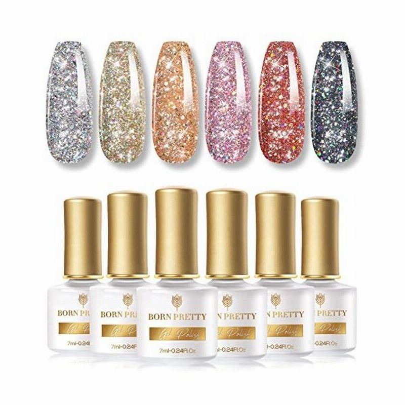 Born Pretty ジェルネイル カラー ラメ入り 6色セット 7ml カラージェル Uv Led対応 ポリッシュタイプ グリッターネイル 通販 Lineポイント最大0 5 Get Lineショッピング