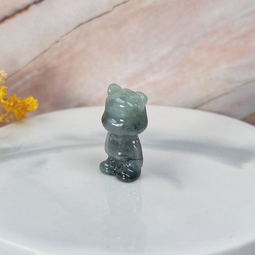【熊熊玉見你】綠飄花可愛小熊吊飾 | 天然緬甸翡翠A貨 | 送禮