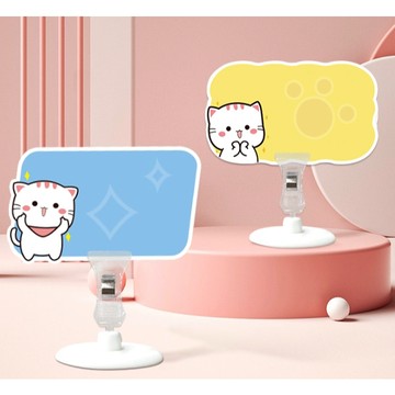 可重複寫POP卡-小貓 卡通貓咪造型POP價牌，雙面可擦寫設計 POP價格牌、可擦寫展示卡、雙面小黑板