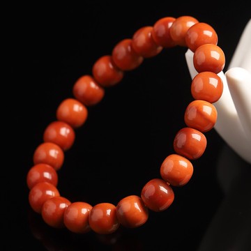 天然緬甸紅玉手鏈女男款 簡約圓珠款緬紅玉手串 文玩飾品禮物女