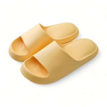 【iFoot】超厚底軟軟麵包拖鞋-黃 IF8103