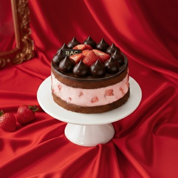 [預購]【BAC CAKE&SWEETS】3.5吋覆盆莓草莓巧克力蛋糕＋時尚提袋