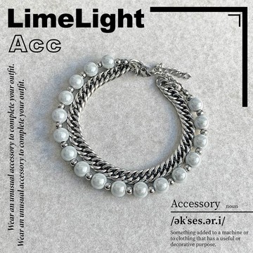 ☆LimeLight☆ 輕奢 小眾 反光 拼接 串珠 雙層 反光 珍珠 飾品 鈦鋼 手鍊 古巴手鍊 27