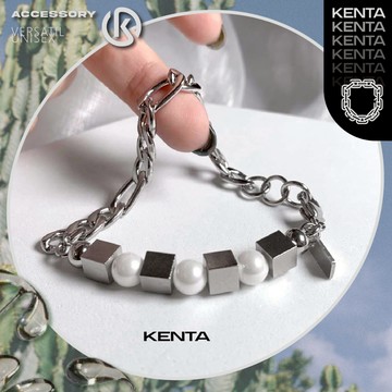 【熱銷搶購中】鏡面方塊珍珠手鏈 韓系百搭手飾 個性飾品 珍珠手鍊 情人節禮物 KENTA