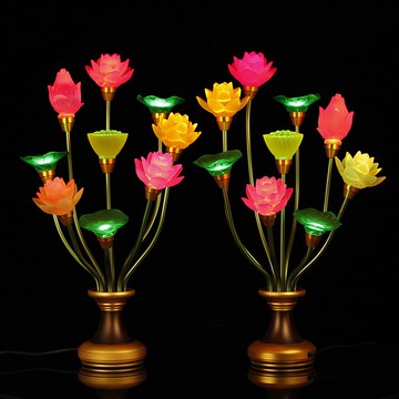 佛堂裝飾擺件供佛觀音九品蓮花燈供花led節能燈插電供佛燈長明燈