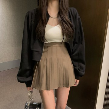 百褶裙女秋冬a字包臀高腰半身短裙設計感小眾2021新款冬裙小個子