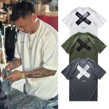 25SS潮牌MDNS余文樂西山徹夏季短袖日系潮流交叉涂鴉印花t恤男