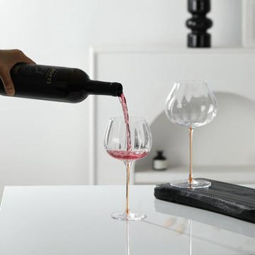 輕奢彩色杯桿無鉛玻璃紅酒杯家用棱鏡小蘋果高腳杯酒店會所酒具