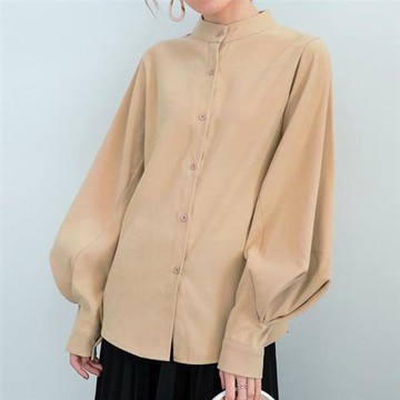 【韓國K.W.】現貨素色簡約寬袖首爾襯衫