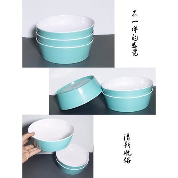 密胺創意面碗塑料碗綿綿冰刨冰碗平底淺口蓋澆飯大碗烤肉拌飯餐具