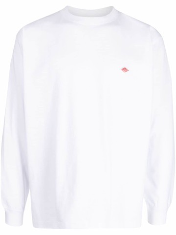 Danton - logo-patch long-sleeve sweatshirt - men - Cotton/Polyester - M - White