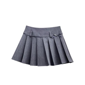 虧本~特價清倉~現貨~日系呢子百褶蝴蝶結高腰防走光A字半身裙924A