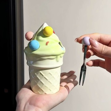 療癒系🧸造型水果叉 動物造型 水果造型 陶瓷可愛叉子 派對露營野餐 下午茶叉 閨蜜交換禮物冰淇淋水果叉家用304不鏽鋼