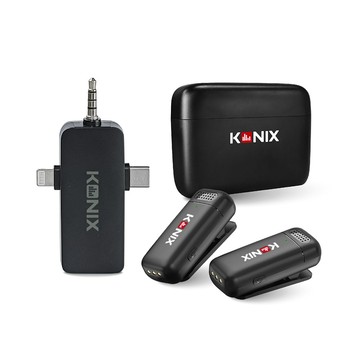 Konix G2 多功能無線麥克風- 收納盒組 三合一(LightningType-C3.5mm)領夾式直播麥克風 具監聽功能