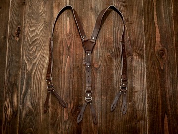 Worker Style Leather Suspender 復古工裝全皮革褲吊帶