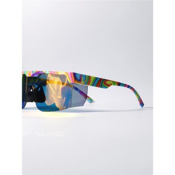 炫彩繽紛小眾防風鏡UV400防紫外線戶外騎行反光太陽眼鏡連體墨鏡