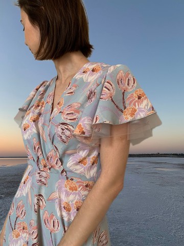 夏日碎花休閒短袖洋裝 / 波西米亞風荷葉邊中長洋裝