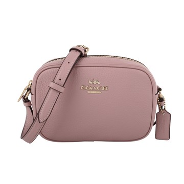 COACH  金馬車鵝卵石皮革斜背相機包(嫩粉色)mini