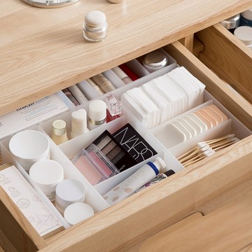 日本 霜山 可疊分隔式桌面抽屜霧透收納盒-大-3入(送分隔片)