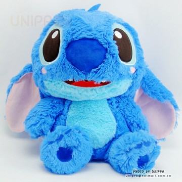 【UNIPRO】迪士尼 史迪奇 STITCH 星際寶貝 坐姿 張嘴 長毛 垂耳 絨毛玩偶 娃娃 禮物 32公分