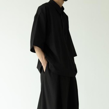 山本風格翻領套頭襯衫五分袖寬松上衣蝙蝠衫暗黑日系大碼短袖T恤