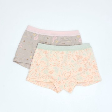 minihope美好的親子生活-沉靜海洋女童四角褲(2件組E)