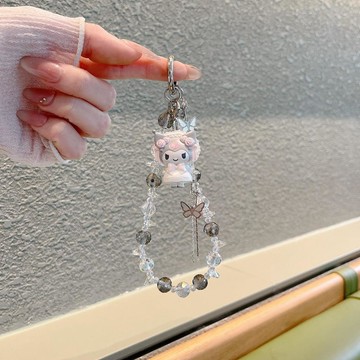 婚紗庫洛米水晶串珠手機鏈少女心鑰匙扣包包掛件高級感蝴蝶掛飾