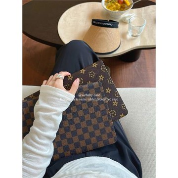 「復古早秋」皮套/格子花 高級感老花 ipad書本式pro11寸翻蓋保護殼10代/10.9air6/10.2寸/9.7/2024防摔mini5