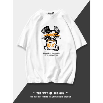 倒立熊聯名T恤男夏季潮流百搭純棉短袖ins潮牌美式寬松半袖情侶裝