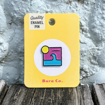 台灣浪花紫色琺瑯徽章 Big Wave