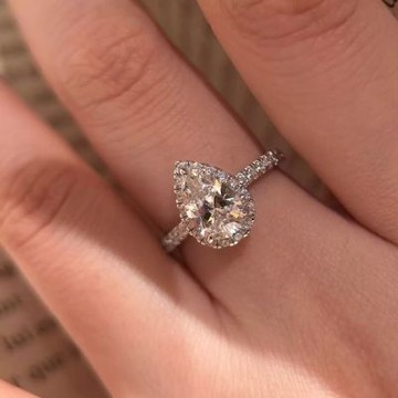 鉅曜 18K金 IGI 1克拉 Double Halo水滴鑽戒 （培育鑽石 鑽石 戒指）