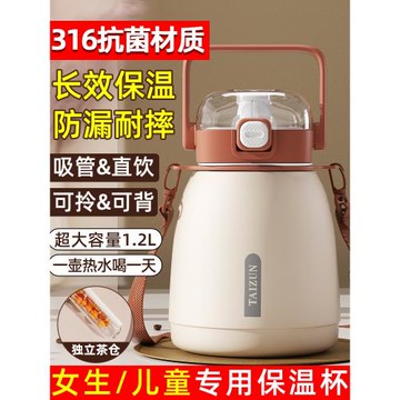 316不銹鋼兒童保溫杯大容量水杯女新款2025高顏值杯子學生用水壺