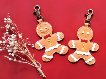 薑餅人 鎖匙扣 好好縫 皮革材料包 聖誕禮物 真皮 跨年 尾牙 包裝